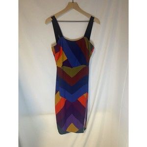 Farm Rio Anthropologie Halter Multicolor Side Slit Dress Size S